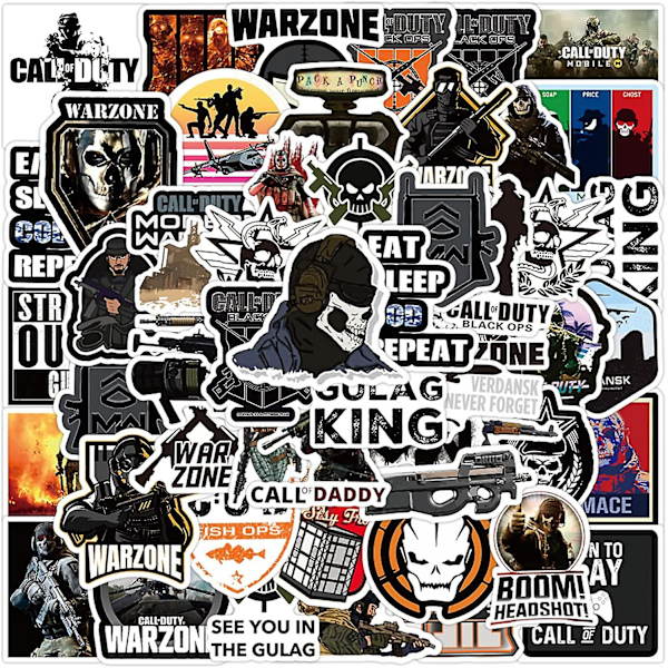 50 st Call of Duty-tema Vattentäta Dekaler för Laptop Mobiltelefon Vattenflaska Skateboard Bagage Bilstötfångare Jxqx