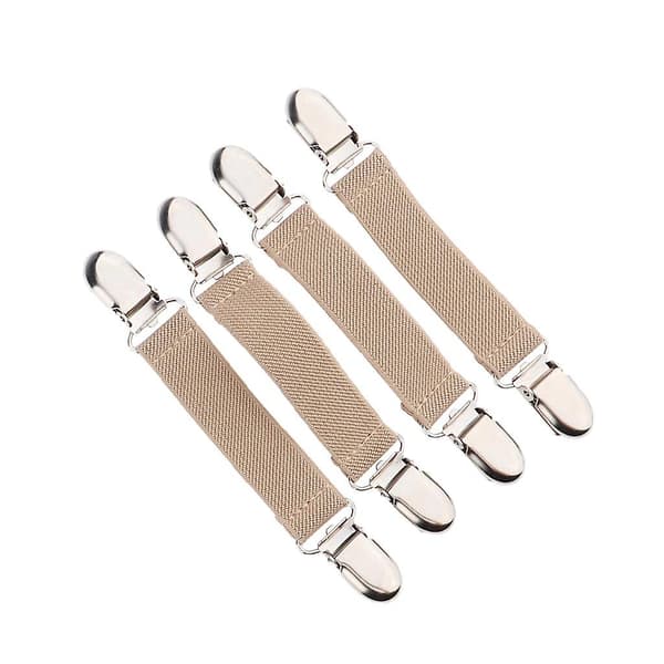 Hanske-klips i rustfritt stål med elastisk stropp for barn småbarn beige
