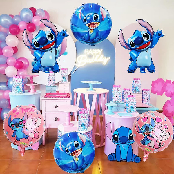 Lilo och Stitch Partyballonger Stitch Party Aluminiumfolie Ballonger Passar Stitch Födelsedagsfest Dekorationer (6 st)