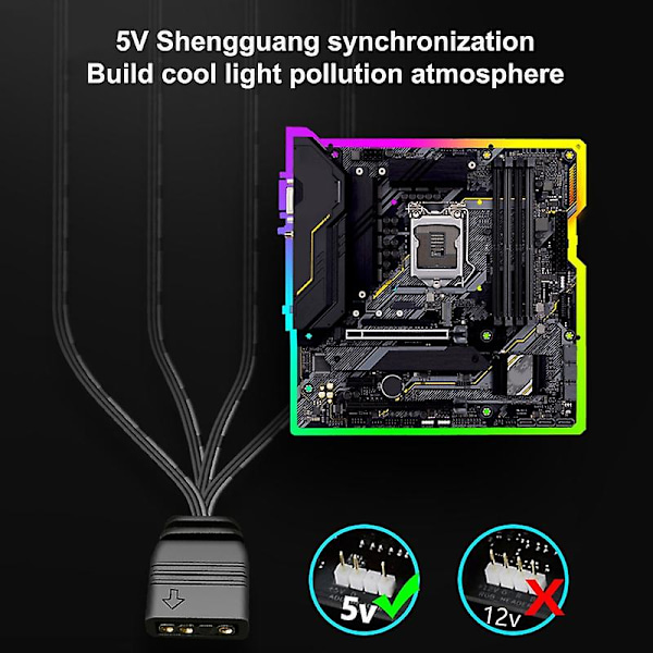 Coolmoon Argb Splitter 5v 3 Pin 1 Till 4 Universell 33,5cm Moderkort Argb Förlängningskabel Med Skyddande Lock För Skrivbord Kaesi