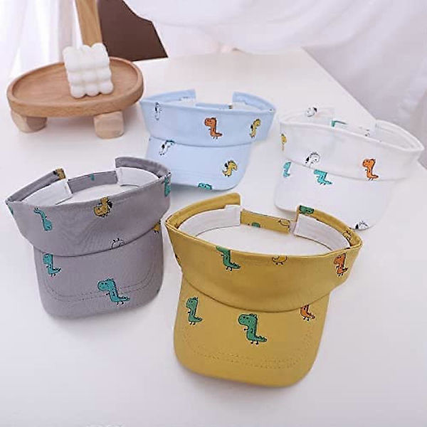 Pienelle dinosauruksen hattu Unisex lasten aurinkolippa - Hattu Cartoon Sports Empty Top Hats säädettävä korkki rantahattu pojille tytöille (valkoinen)