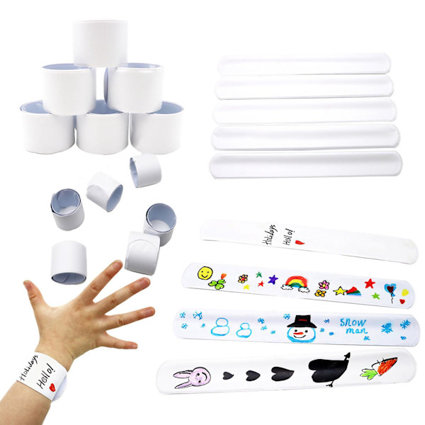 30 st/set Vita Slap Armband DIY Tomma Slap Band Bulk Plast Party
