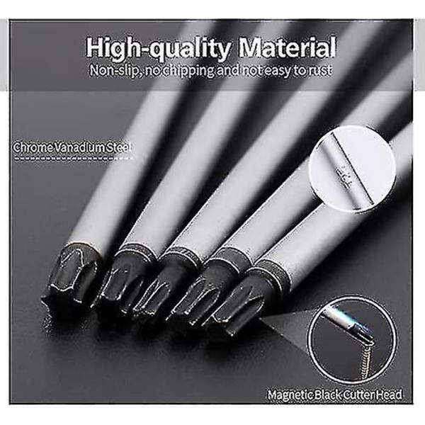 Pitkät Torx-ruuvimeisseliset, 5 kpl 12 tuuman magneettisia Torx-ruuvimeisseleitä, T15 - T30 (t15,t20,t25,t27,t30) Magneettiset Torx-ruuvimeisseliset