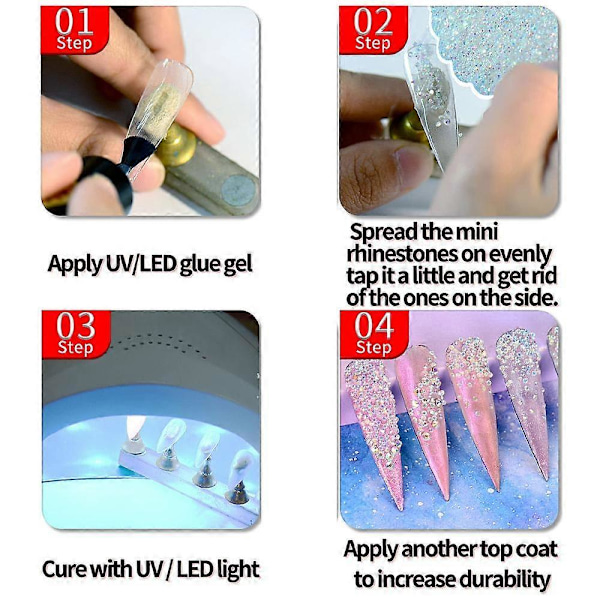 1,2 mm Mini Kristaller Micro Pixie Nagel Strass DIY Kristall Ädelstenar Stenar Glas Sand Strass för Hem Skönhetssalong Nageldekorationer (Blandat Chic
