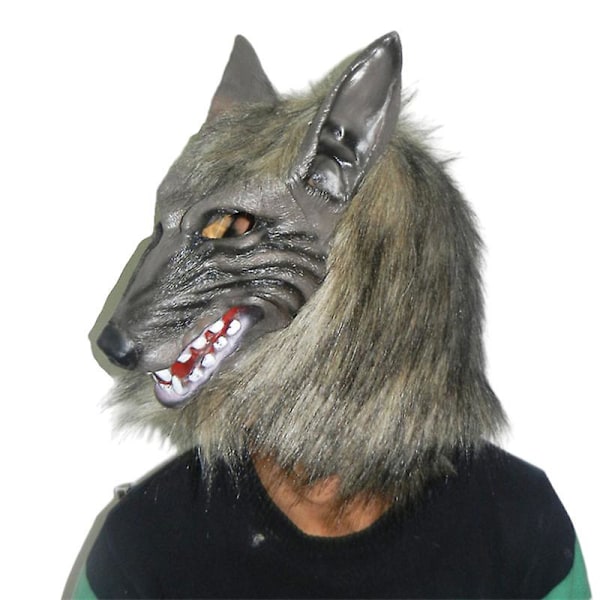 Halloween skrämmande varghuvudmask, skräckdjur gummi latex kostym rekvisita dekor för vuxen fest maskerad cosplay