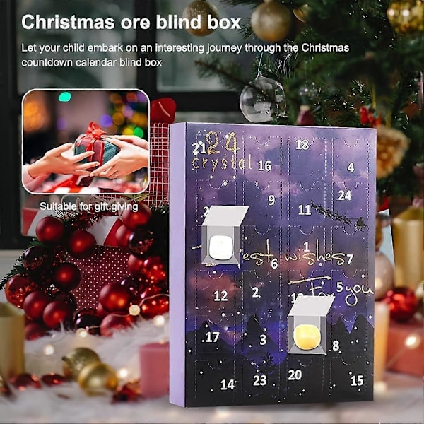 Haiweisi 1 stk Julemineral Blind Box Julekalender 24 Blind Box Julegave Festgave Feriegave Passer for Barn Bursdag