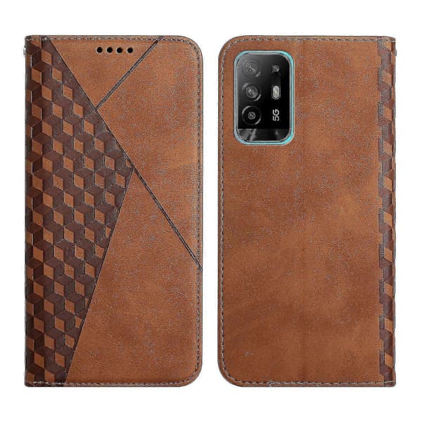 Oppo A94 5g Deksel Premium Magnetisk Lær Folio Etui Coque - Brun