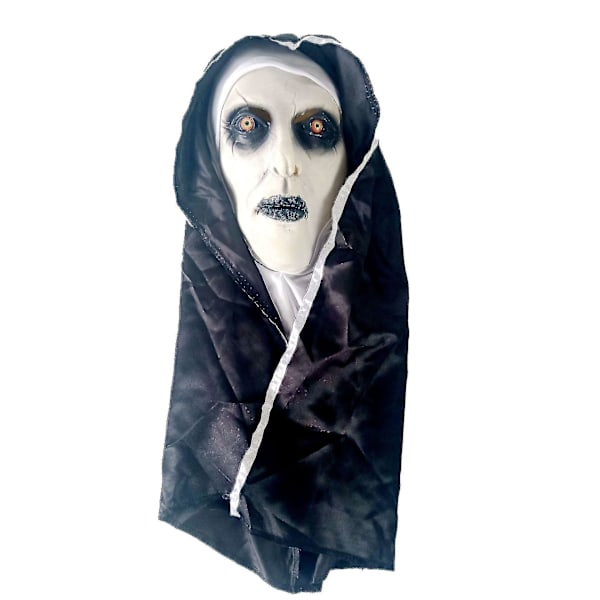 Läskig Halloween Nun Mask Full Head Creepy Latex Devil Hjälm Realistisk Huvudbonad För Cosplay Party Props