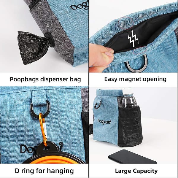 Magnetisk Hundegodbitpose med Justerbar Midjebånd, Hundeforeturspose med Åpning for Bæsjpose
