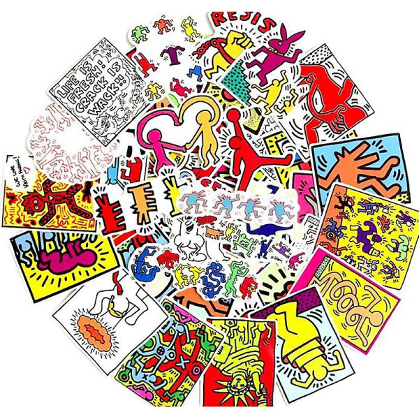 50 stk/pakke Keith Haring Klistremerker Vanntette Laptop Skateboard Bagasje Gitar Klistremerke