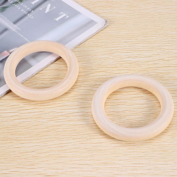 25 kpl Luonnonpuusta valmistettuja renkaita 70 mm, käsittelemättömiä, makrameen, puurenkaat, puuympyrät DIY-käsitöihin