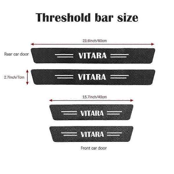 4kpl Suzuki Vitara -auton tarvikkeita - Hiilikuitu Tarrat Oven Kynnyslevyjen Suojalevyt Auton Kynnyskoriste Trimmi