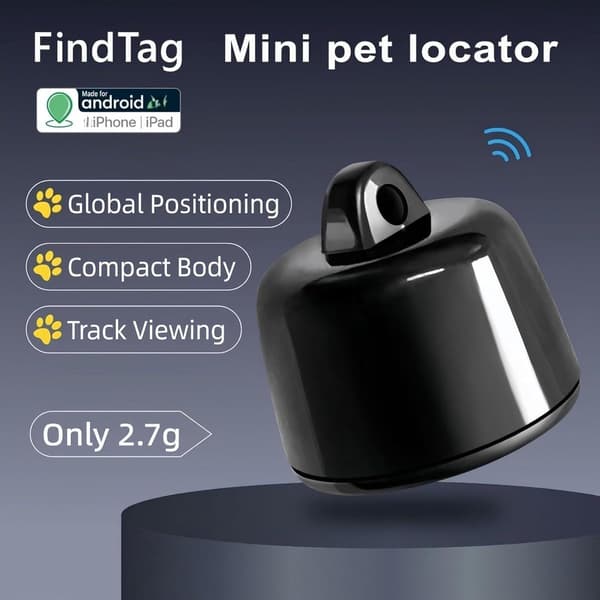 Mini GPS Tracker - Kæledyrs Tracker - Find Kæledyr - Verdensomspændende Sporing Uden Omkostninger - Letvægts Design - Sort