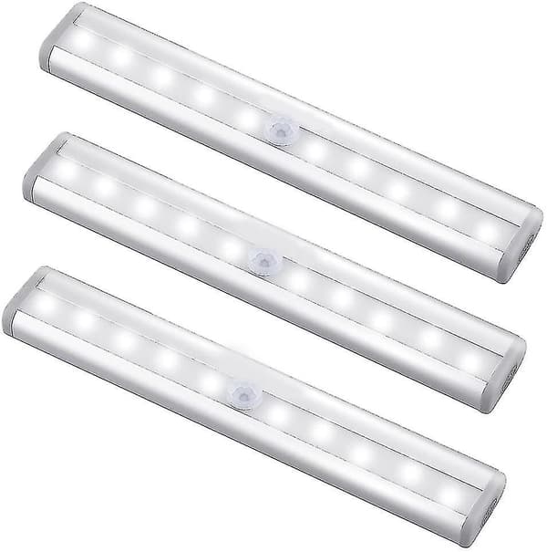 Rörelsesensor Ljuslist, (10 Led, 3-pack) Garderob Trådlös Lampa