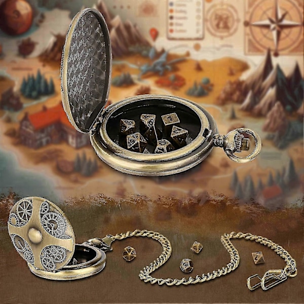 Mini Dnd Tärningsset Steampunk Växel Fickur Tärningsset Metall Dd Tärningar Rollspel Brädspel Tillbehör För Bordsäventyr b