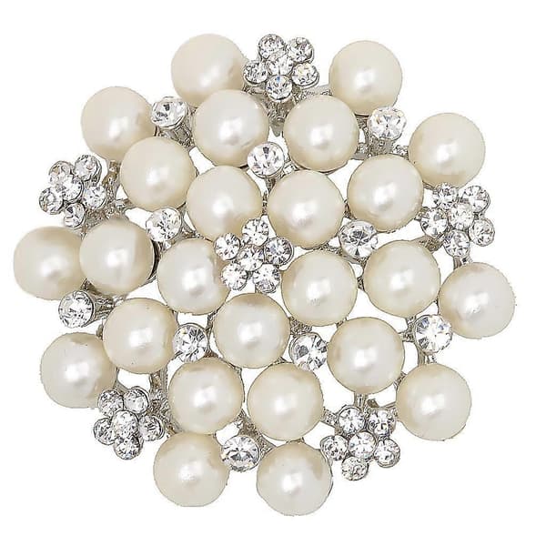 Stor Blomma Pärla Strass Brosch Bröllopsbukett Nål Kläder Accessoarer