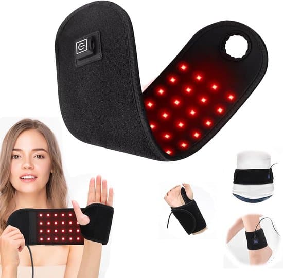 Rødt Lys Terapi Lampe 660nm & 850nm – Bærbart Infrarødt Terapi Bælte – Fleksibel LED Lysterapi til Muskler, Led, Arm, Håndled, Ankel & Fod