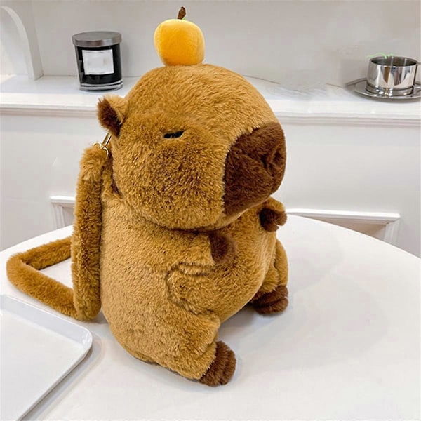 Capybara Plussryggsekk Kawaii Mote-Plushie-Dukke Pelsveske Barneveske Skulderveske Mini Ryggsekker