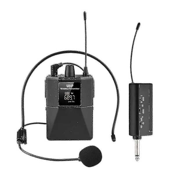 UHF Trådløst Mikrofon Headset med Sender og Modtager, LED Digital Display Bodypack - CDSX f26