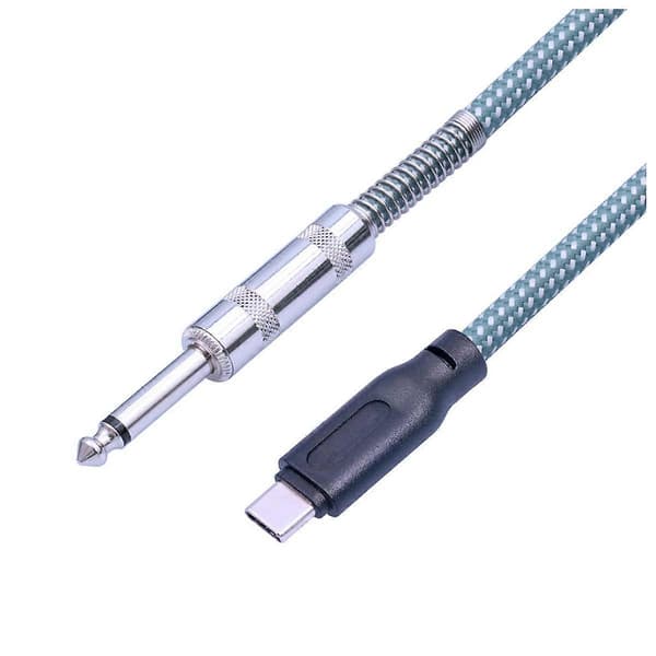 6,35 mm Han till USB Typ-C Han Gitarr Ljudkabel 1/4 tum till USB-C Inspelningskabel Gitarr till USB C R