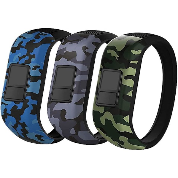 Ersättningsarmband i silikon för Garmin Vivofit Jr/jr 2/3, Stretchiga Armband för Barn Pojkar Flickor Små Stora (ingen Tracker) - liten, 3-pack: blå & grön & grå