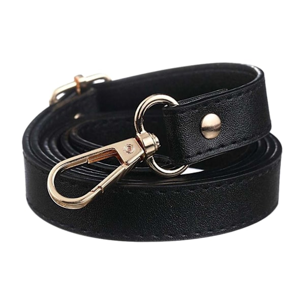 Läder Väskrem, Axelremsväska med Metallkrok, Justerbar Crossbody-rem, DIY Väskaccessoarer, Svart