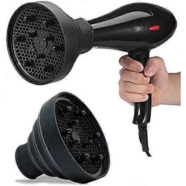 Hårblås Diffusor, Universal Vikbar Fn-Huvud, Styling Frisörverktyg, Skönhet Frisörsalong Tillbehör för Fn (Svart)