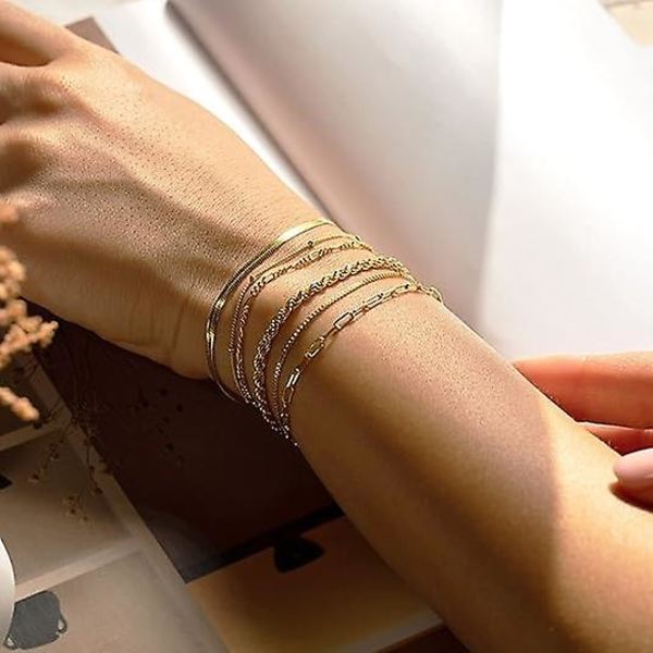 Guld Armband för Kvinnor Vattentäta, 14K Äkta Guld Smyckesset för Kvinnor och Flickor