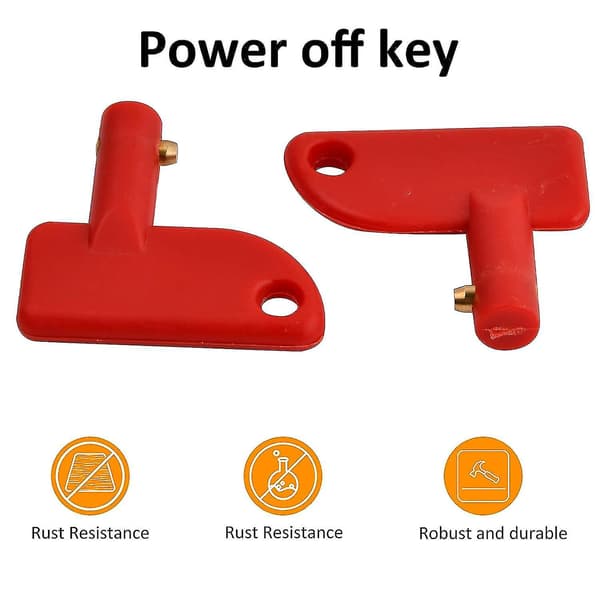 4 stk. Bilbatteri Afbryderskiftnøgle, Rød Batteri Isolator Afbryderskiftnøgle, Mini Batteri Kill Switch Reserve Nøgle, Isolator Afbryd Strøm Nøgler