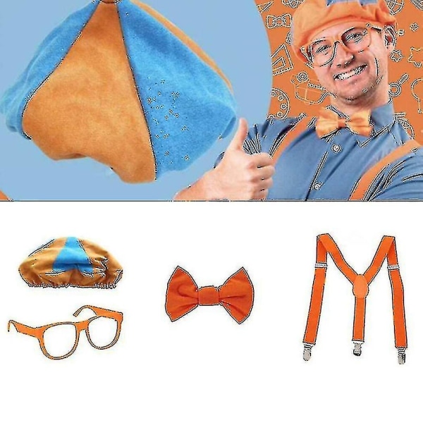 Ole kuin Blippi - Pukeutumisleikki! Rooliasu Hattu Lasit Halkosamet