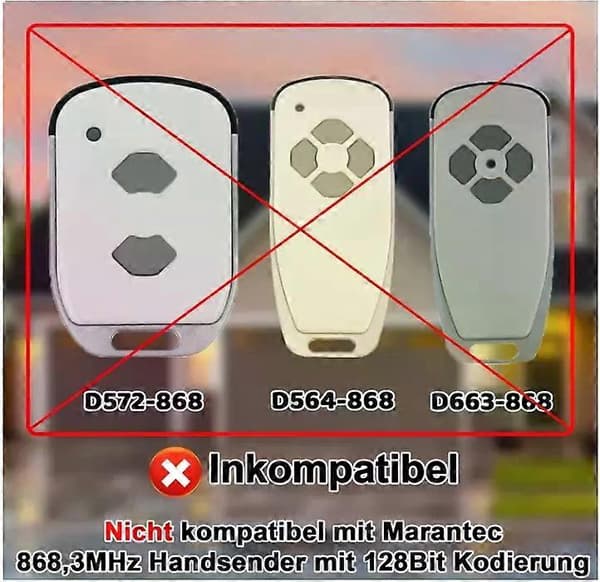 2X Garasjeport Håndsender for Marantec D302/D304-868, D321/D323-868, 868.3MHz