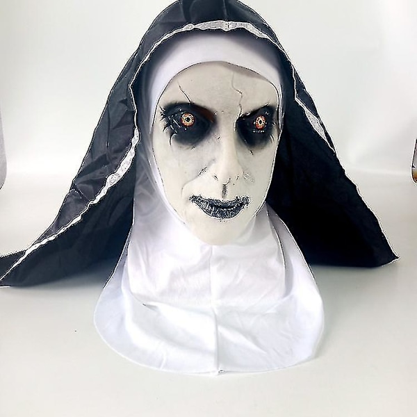 Läskig Halloween Nun Mask Full Head Creepy Latex Devil Hjälm Realistisk Huvudbonad För Cosplay Party Props