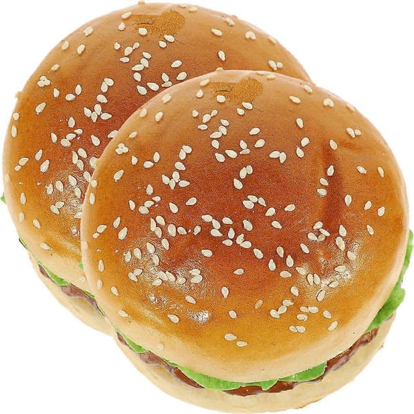 Simulerings Fake Burger Model 2 stk. Burger-formet Uddannelsesmodel til Klasseundervisning Lys Farve Dekoration