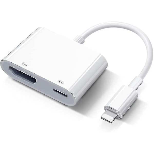 Apple Lightning Digital AV-adapter - Apple MFi-certifierad Lightning till HDMI-adapter - HDMI-kabelanslutning 1080p - Synkronisera skärm till TV/HDTV/skärm/projektor C