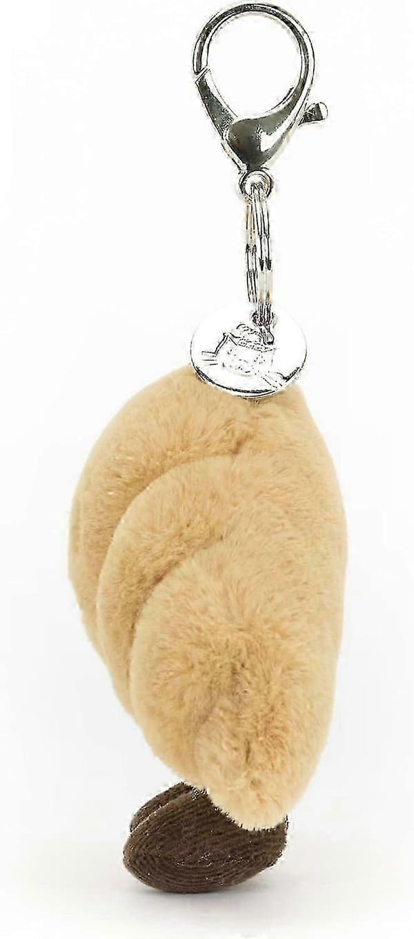 Croissant Väskberlock, 7,6 cm | Mat och Dryck Plysch Nyckelring | Bra Presentidé