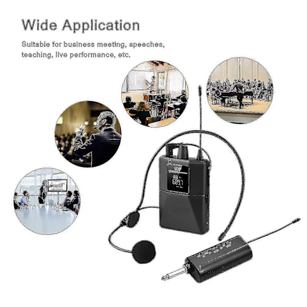 UHF Trådløst Mikrofon Headset med Sender og Modtager, LED Digital Display Bodypack - CDSX f26