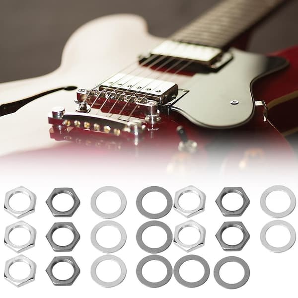 10 Sæt Gevind 3/8 tommer Guitar Bas Møtrikker Spændeskiver 9,36 mm til Guitar Bas Stikforbindelse