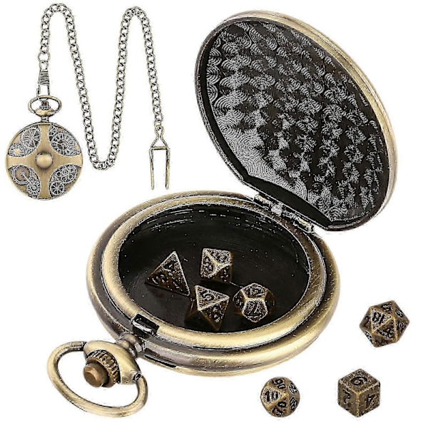 Mini Dnd Noppasarja Steampunk-vaihde Taskukello Noppasarja Metalli Dd Nopat Roolipelilauta Pelitarvikkeet Pöytäpeliseikkailuihin b