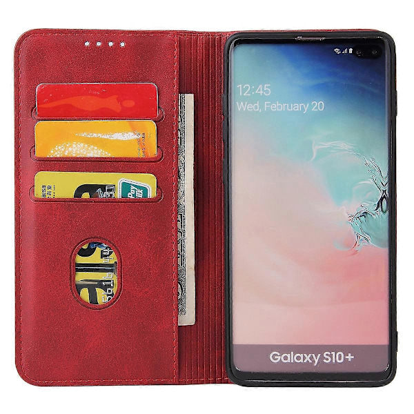 För Samsung Galaxy S10 Kalvtextur Magnetisk Horisontell Flip Läderfodral med Hållare & Kortfack & Plånbok