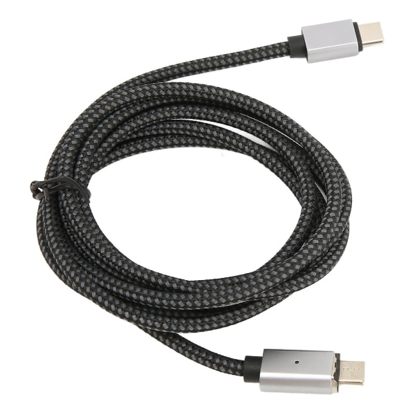 USB C Magnetisk Laddningskabel - 1,5m, PD 100W Snabbladdning, 480Mbps, Rak Kabel med LED-ljus