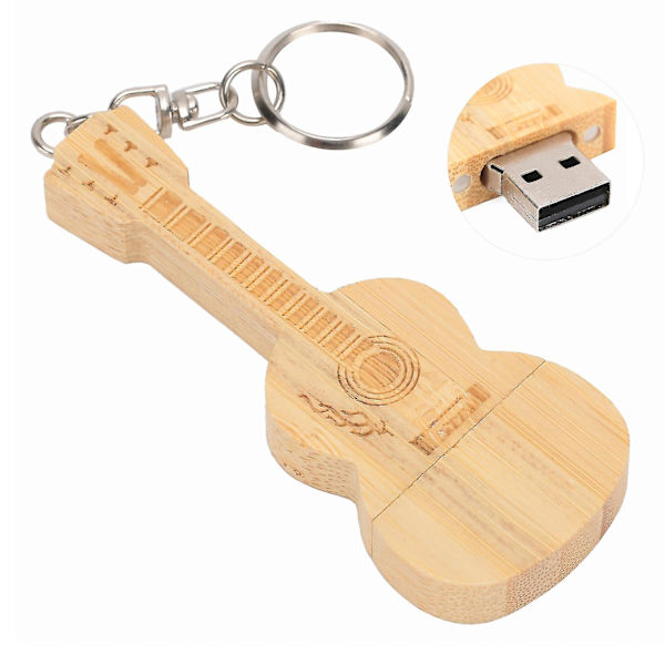 Gitarr USB-minne 32GB - Bärbar träminnespinne för datordelar (Modell: CM1001)