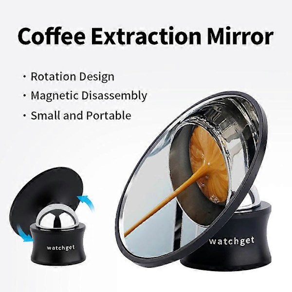 watchget 360 Espresso-kuvan peili Kahvin uuttoheijastava peili Virtausnopeuden tarkkailu pohjattomaan portafilteriin Magneettinen