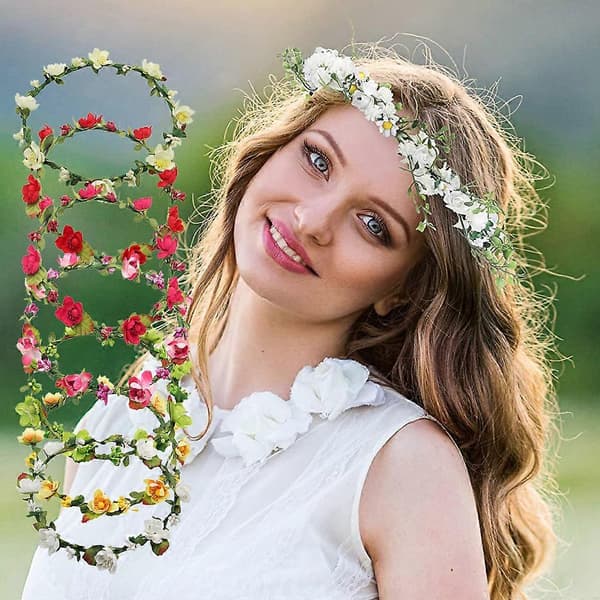 Blomstret Efterår BOHO Hårbøjle Blomsterkrone Festival Bryllup Strand Hårkrans til kvinder