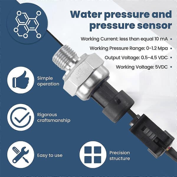 Tryckgivare Sensor 5V 0-1.2Mpa Olja Bränsle För Gas Vatten Luft
