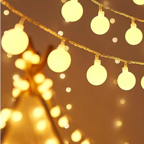 Dekorative LED-lys, julepynt, USB-drevet, 3 meter lang - krystallkule- og stjernedesign