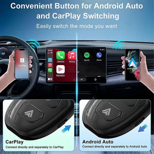 Auton langaton Carplay & Android Auto Box 2in1 Langallinen langattomaksi Dongle Plug&Play CarPlay Android AUTO -sovitin AI-boksi