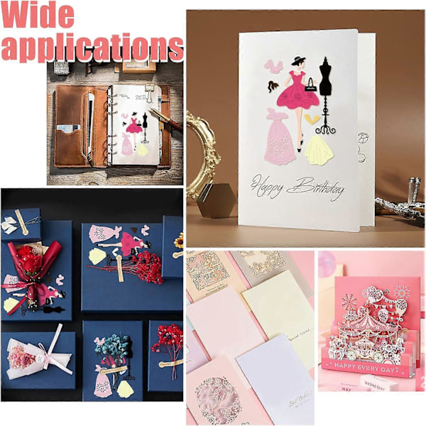 Klippschabloner för Damklänning, Metall, Präglingsschabloner för DIY-kort, Scrapbooking, Hantverk, Album, Pappersdekor