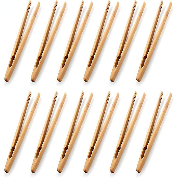 12 st Söt Tång Trä Toast Tång Bambus Köks Tång För Matlagning Te Redskap Socker Bambus Sallad Tång