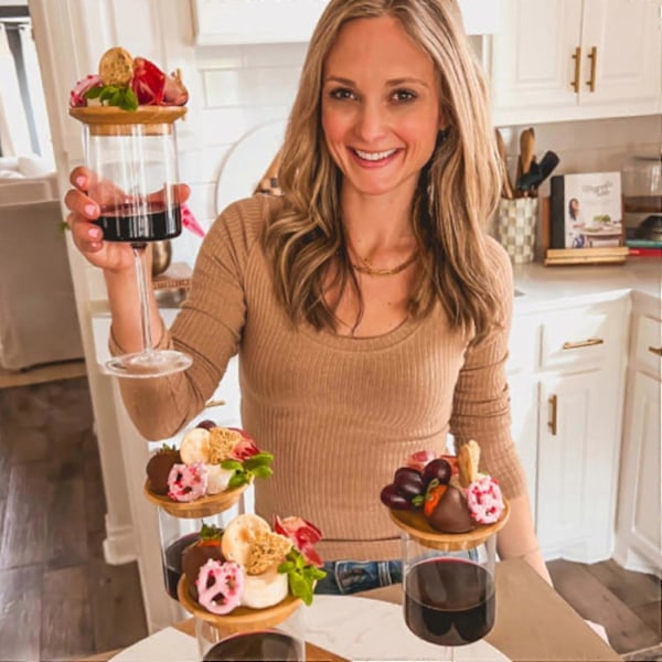 Set med 6 dekorationer för vinglas, charcuterie, bambu vinglas, charcuteriebricka, aperitiftallrikar för vinglas 6 stycken.