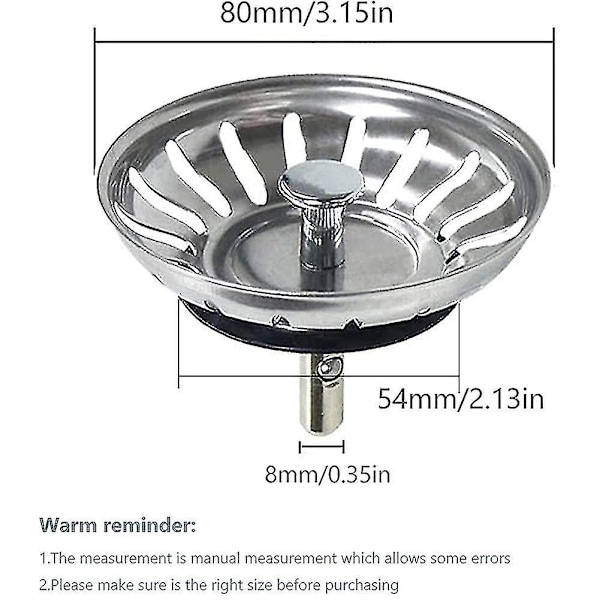 Köksho Strainer Köksho Plugg, 2-pack Universal Sänkpluggar Badplugg